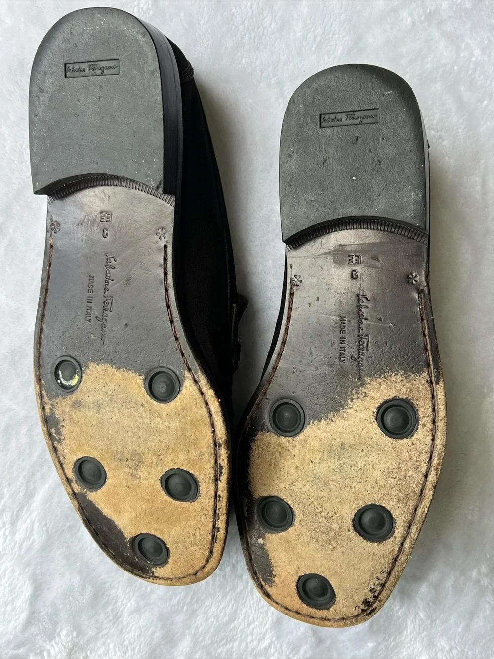 Salvatore Ferragamo Dark Brown Suede Gancini Bit Loafers